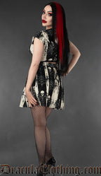 Skull Striped Velvet Short Skirt