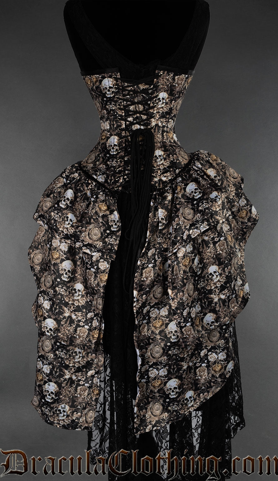 Skull And Flowers Bustle Corset