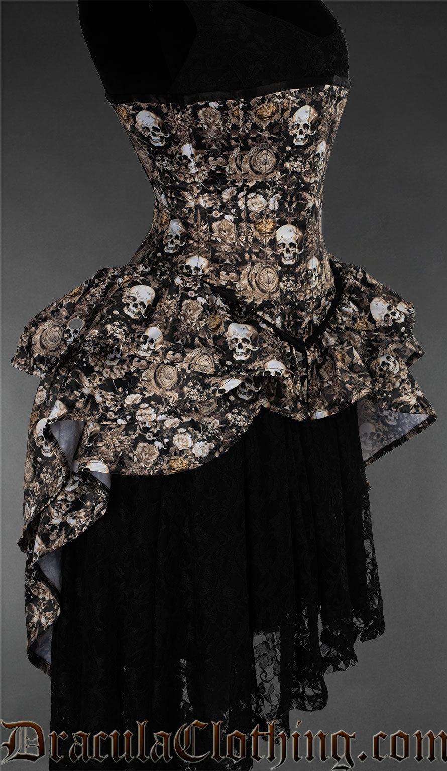 Skull And Flowers Bustle Corset