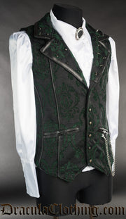 Spiked Green Brocade Vest