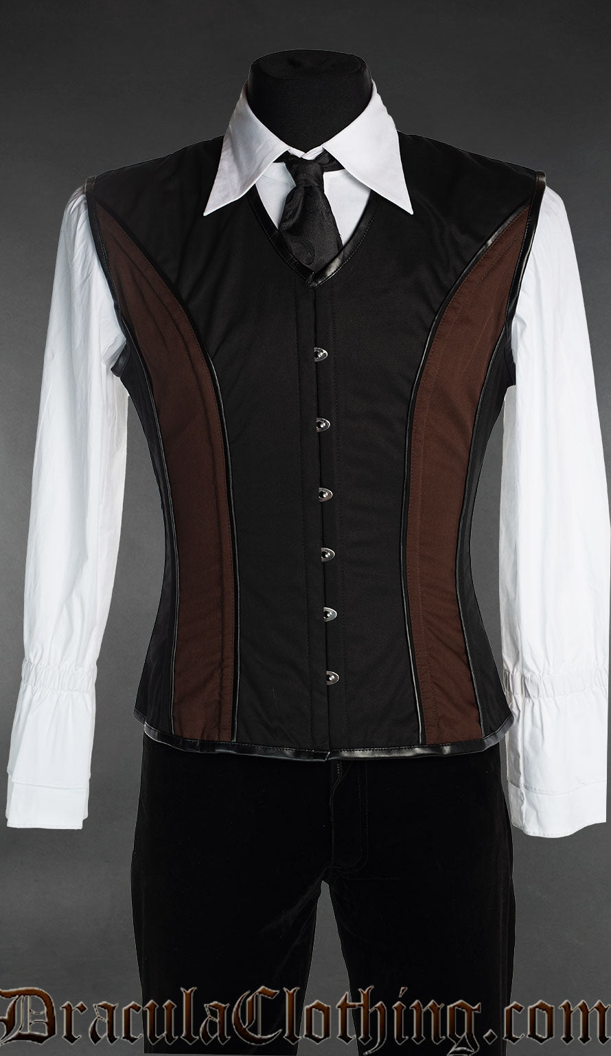 Men's black and brown cotton corset vest v-shaper