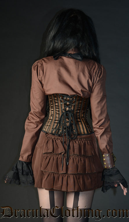 Steampunk Striped Buckle Corset