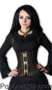 Steampunk Striped Clasp Shoulder Corset