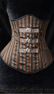 Steampunk Striped Buckle Corset