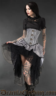 Striped Bustle Clasp Corset model picture front