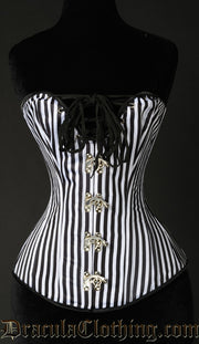 Striped Cleavage Clasp Corset