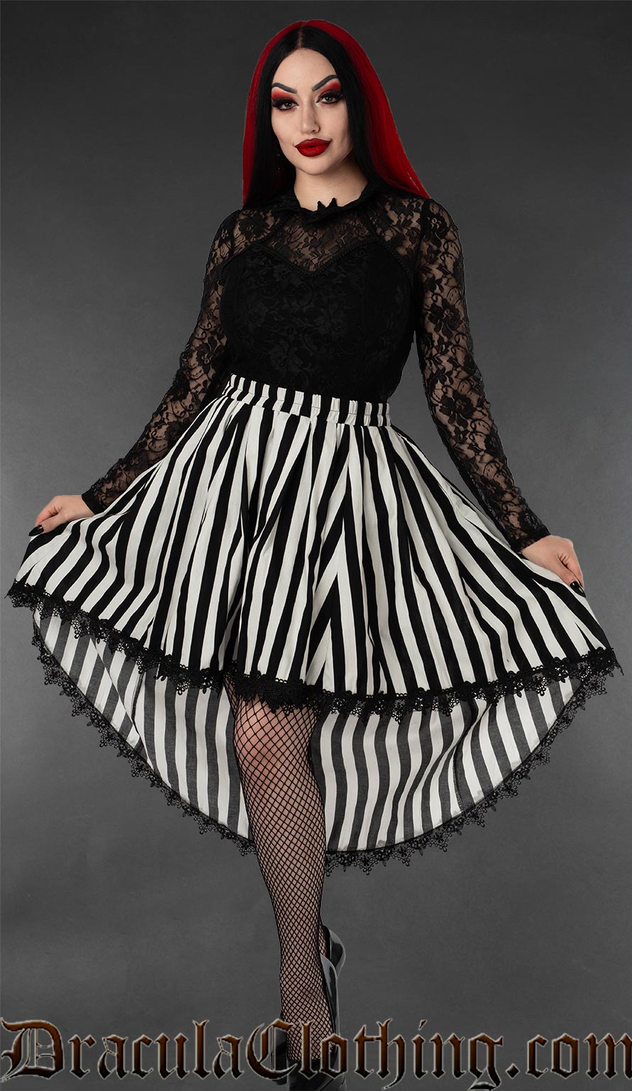 Striped High Low Skirt