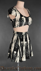 Skull Striped Velvet Crop Top