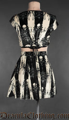 Skull Striped Velvet Short Skirt