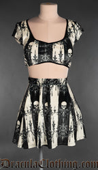 Skull Striped Velvet Short Skirt
