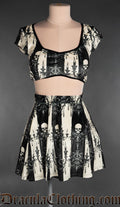 Skull Striped Velvet Crop Top