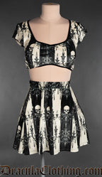 Skull Striped Velvet Crop Top