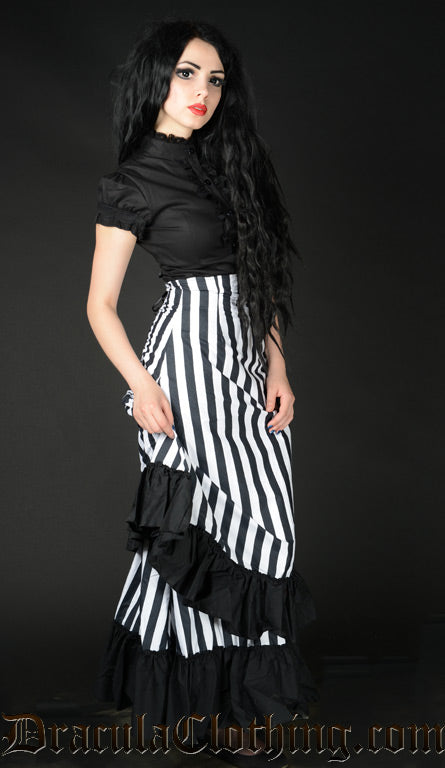 STRIPED TWO LAYER BUSTLE SKIRT