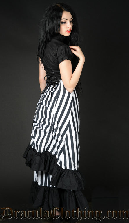 STRIPED TWO LAYER BUSTLE SKIRT