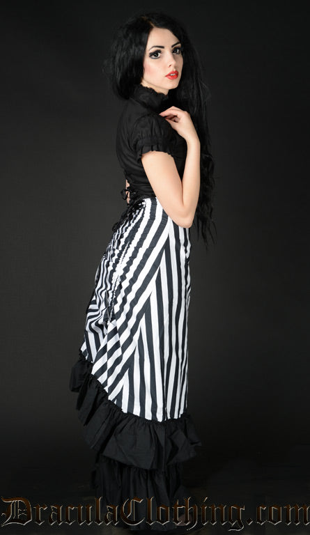 STRIPED TWO LAYER BUSTLE SKIRT
