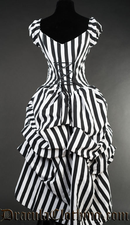Striped Victorian Dress DraculaClothing Striped Victorian Dress DraculaClothing