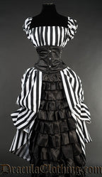 black and white victorian dress Black and White Striped Gothic Rococo Gown