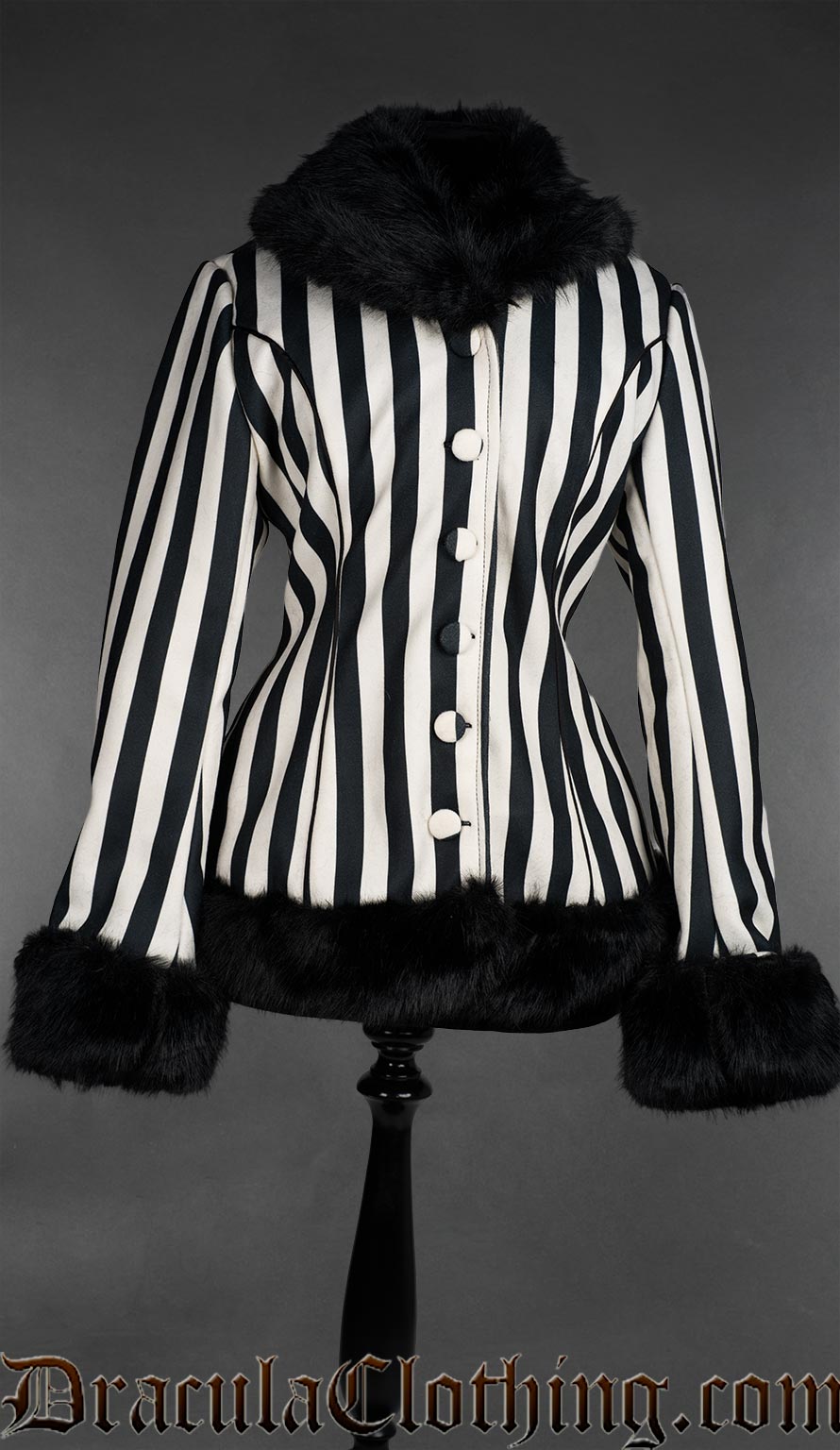 Black And White Striped Winter Jacket