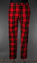Men's straight leg red wallace tartan pants formal trousers