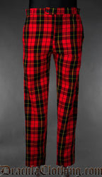 Men's straight leg red wallace tartan pants formal trousers
