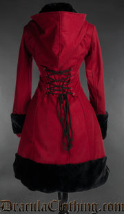 Thick Red Winter Wool Coat