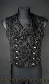 Thick Black Brocade Double Buttoned Vest