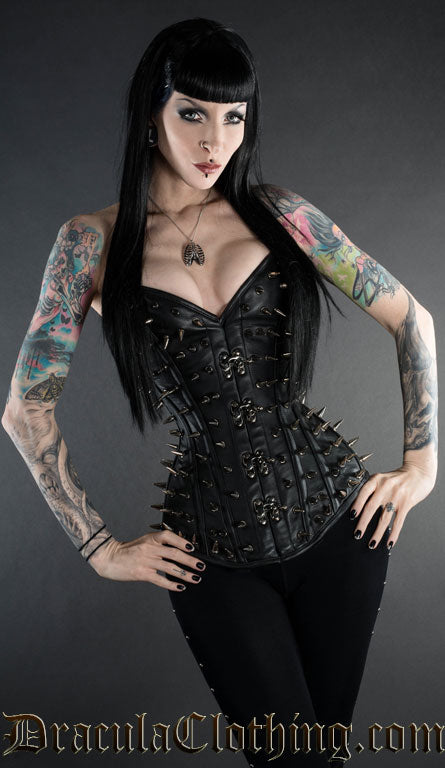 Leather Ultimate Spike Clasp Corset