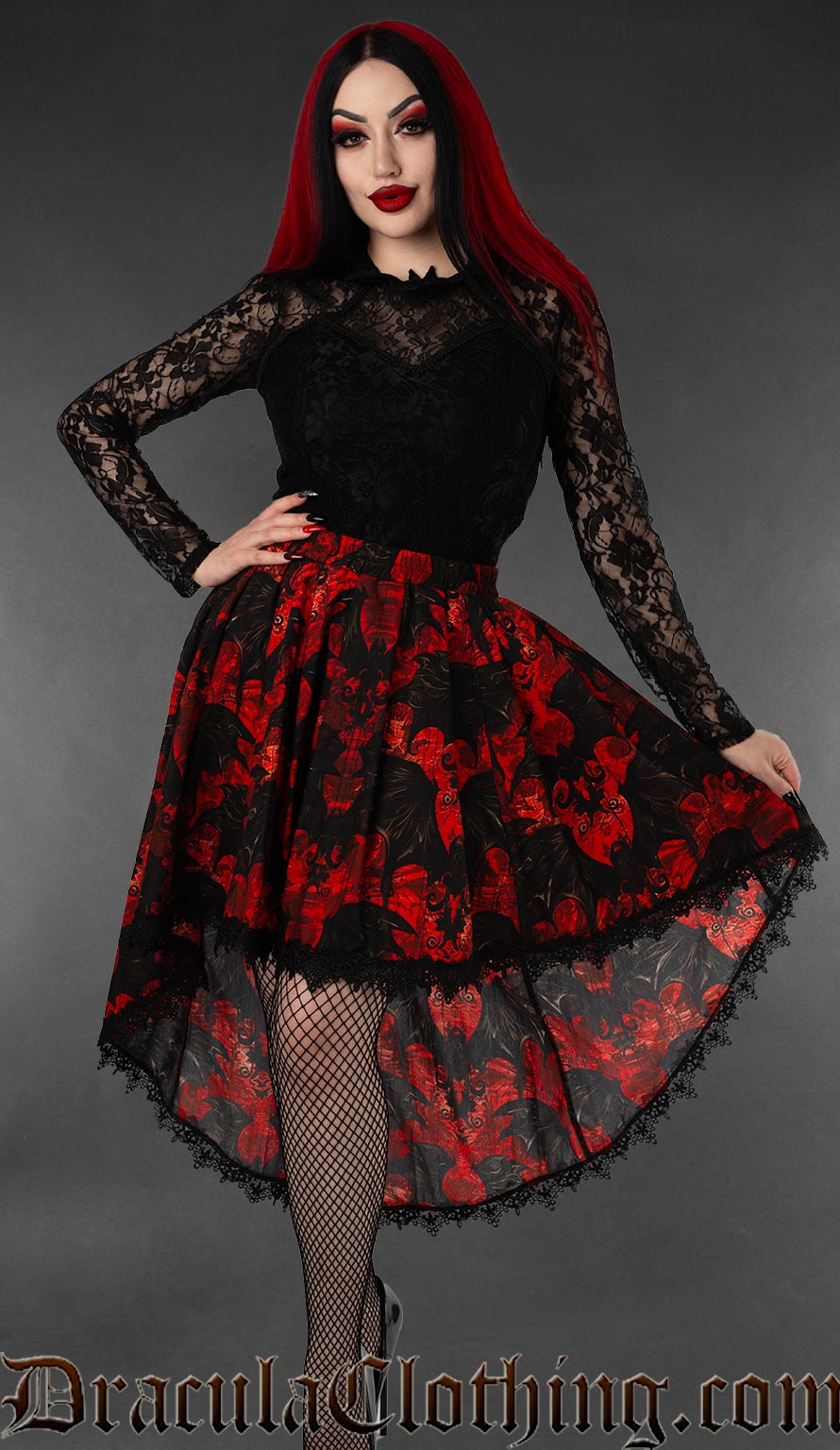 Vampire Bats High Low Skirt