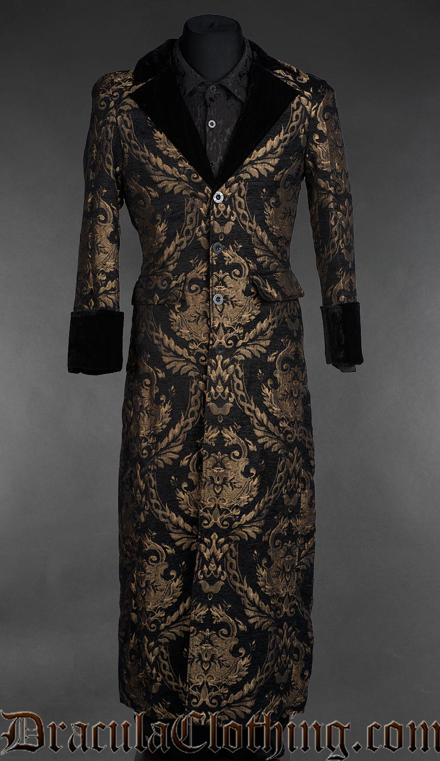 Vampire Gentlemen Gold Jacquard Coat DraculaClothing Vampire Gentlemen Gold Jacquard Coat DraculaClothing