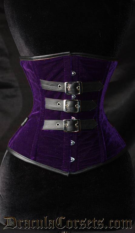 Purple Velvet Buckle Corset