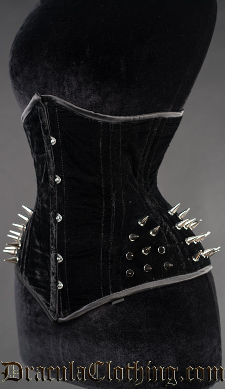 Black Velvet Extreme Waist Spike Corset