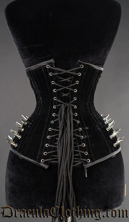 Black Velvet Extreme Waist Spike Corset