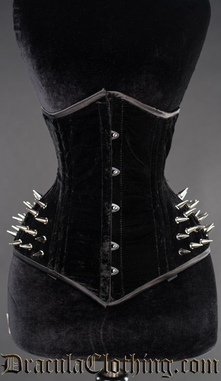 Black Velvet Extreme Waist Spike Corset