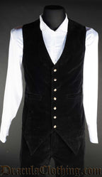 Men's velvet pointed forked vest made with black velvet 