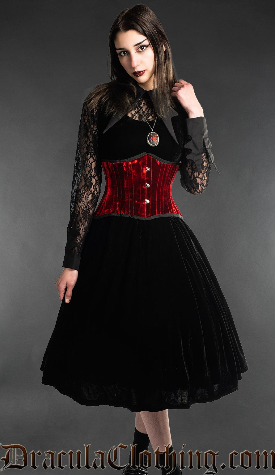 red velvet princess dress Ribbon Lace Velvet Princess Dress Belchic