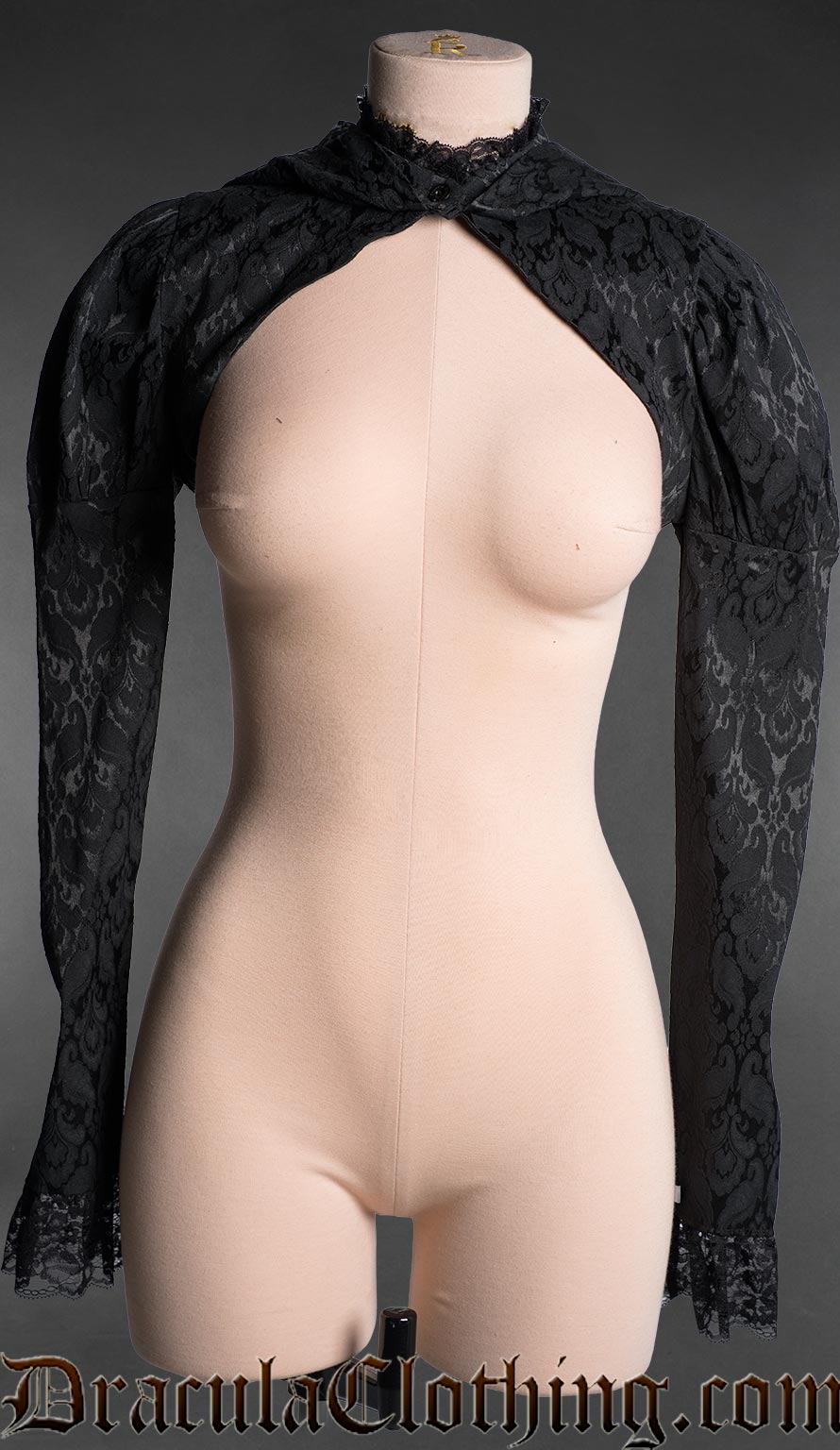 Black Brocade Hooded Bolero