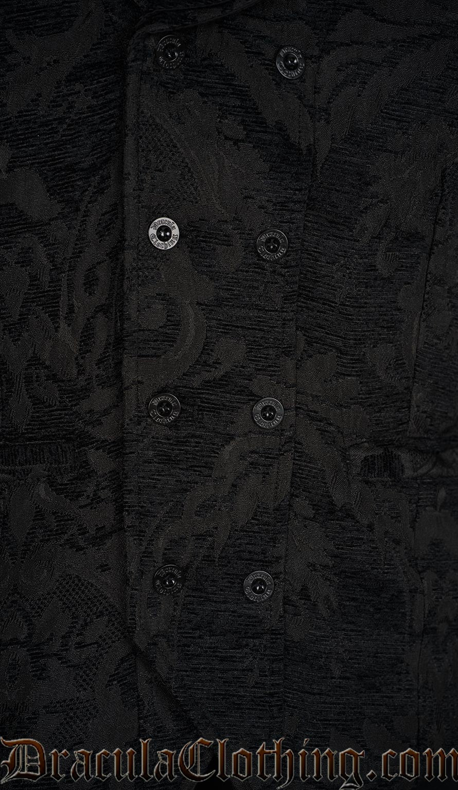 Black Chenille Brocade Victorian Vest