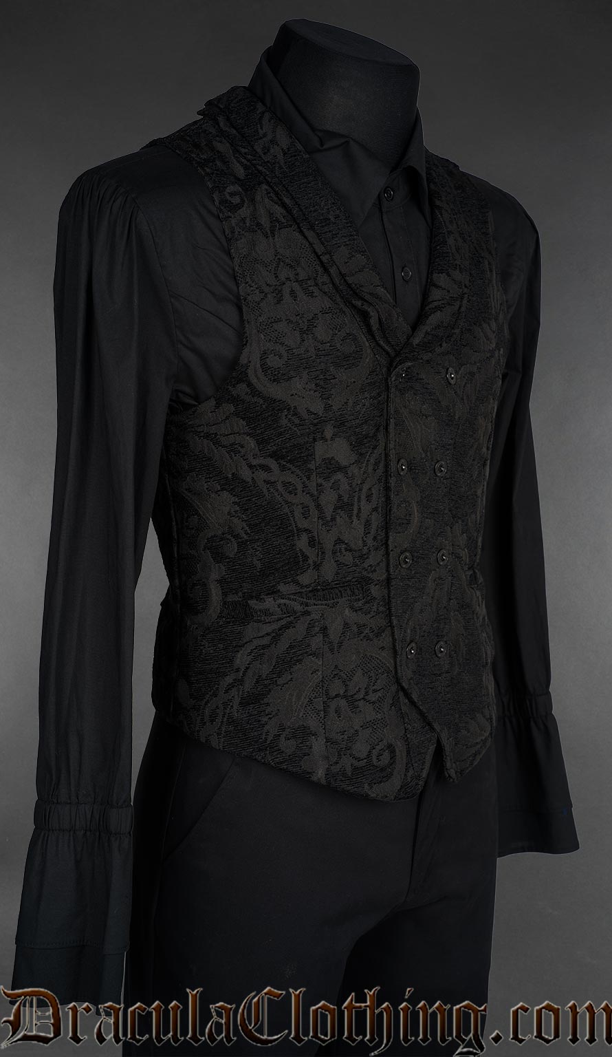 Black Chenille Brocade Victorian Vest