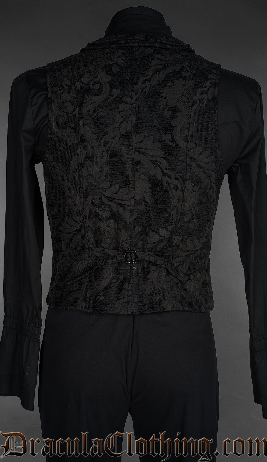 Black Chenille Brocade Victorian Vest