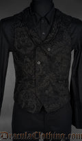 Black Chenille Brocade Victorian Vest