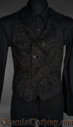 Black Chenille Brocade Victorian Vest
