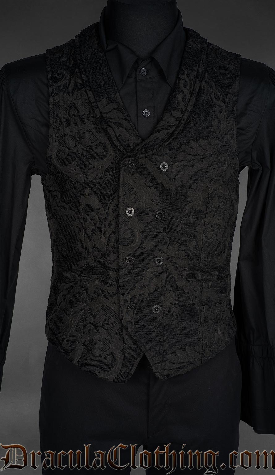 Black Chenille Brocade Victorian Vest