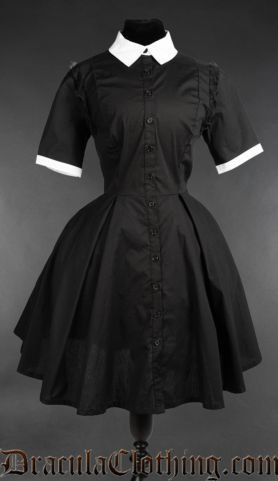 Victorian Ruffle Collar Short Sleeve Shirtdress XXL