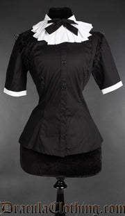 Victorian Ruffle Collar Short Sleeved Blouse