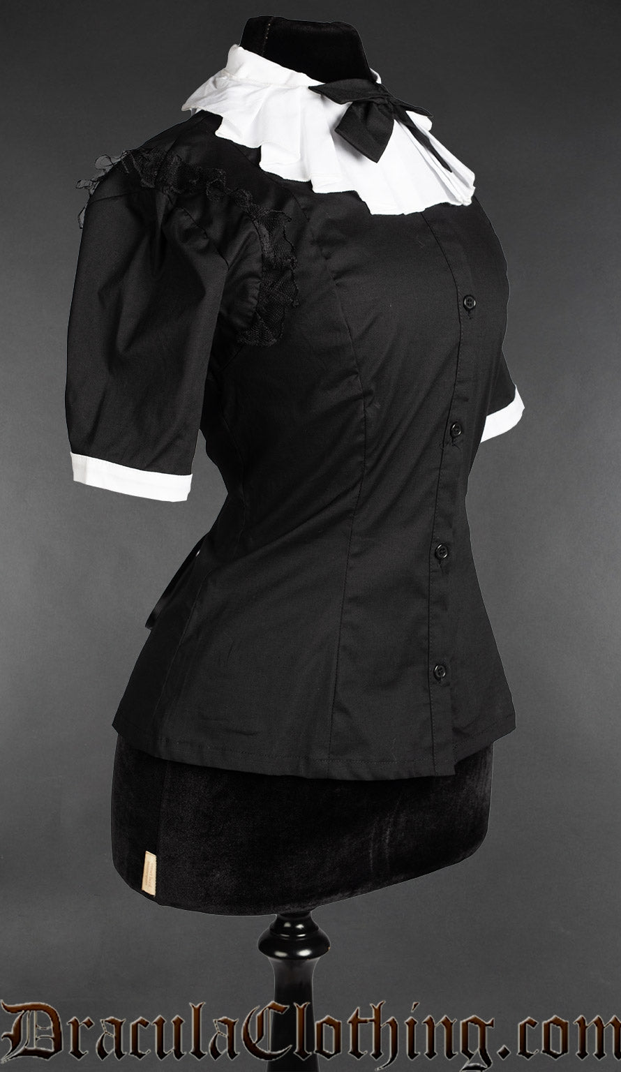 Victorian Ruffle Collar Short Sleeved Blouse