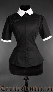 Victorian Ruffle Collar Short Sleeved Blouse