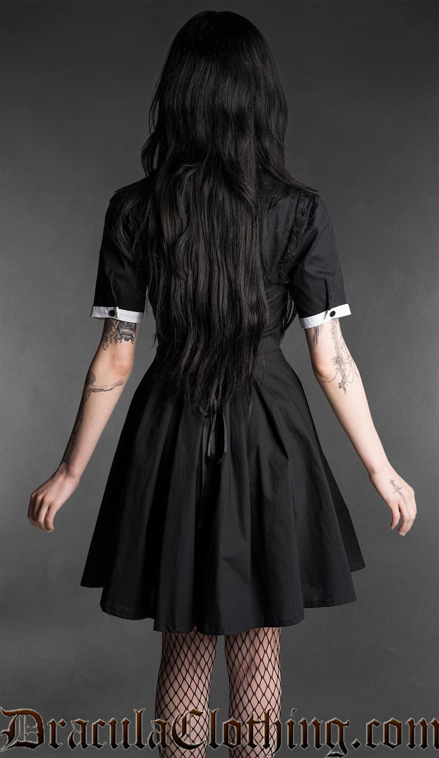 Victorian Ruffle Collar Short Sleeve Shirtdress