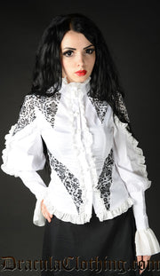 WHITE BROCADE BLOUSE