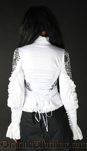 WHITE BROCADE BLOUSE