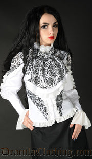 WHITE BROCADE BLOUSE